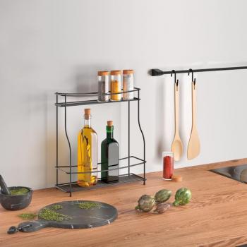 Estante Especiero Vertical BALSAMICO Serie LAVA de Metaltex. Acabado Touch-Therm® Color Negro