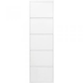 Zapatero Caruso Blanco de Acero con 5 Compartimentos y Capacidad para 10 Pares de Zapatos, Dimensiones 170 x 50 x 15 cm