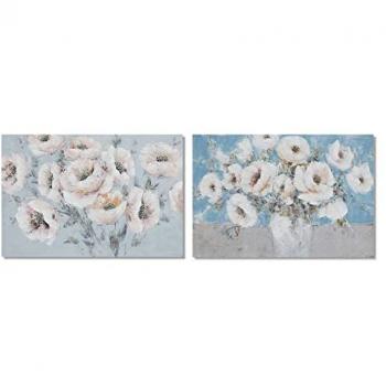 Cuadro Decorativo de Flores Shabby Chic (120 x 2,8 x 80 cm) - Set de 2 Unidades