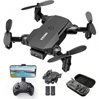 KIDOMO F02 Mini Drone Plegable con Cámara 1080P, RC Drones Helicopter Quadcopter para Niños Principiantes con Luces LED WiFi FPV Control Remoto, Modo sin Cabeza, Despegue y Aterrizaje con Una Tecla