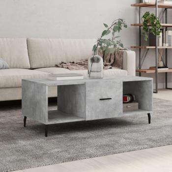 Mesa de centro de sala de estar en hormigón gris y madera multicapa, dimensiones 102x50x40 cm