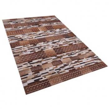 Alfombra de Piel de Vaca Patchwork Marrón 140 x 200 cm Diseño Escandinavo
