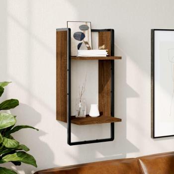 Estante de Pared con Barra, Marrón Roble, 30x25x65 cm