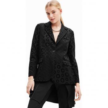 Americana Sici negro con estampado flocado geométrico