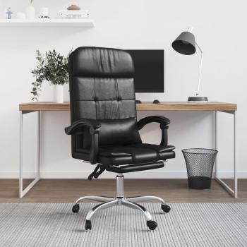 Silla de oficina reclinable de masaje en cuero sintético negro Vidaxl
