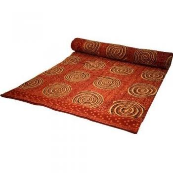 Guru-Shop Colcha con Estampado de Bloques, Sofá Cama, Colgante de Pared Hecho a Mano, Bufanda de Pared - Diseño 29, Rojo, Algodón, Tamaño: Doble 225x275 cm, Colchas con Impresión en Bloque