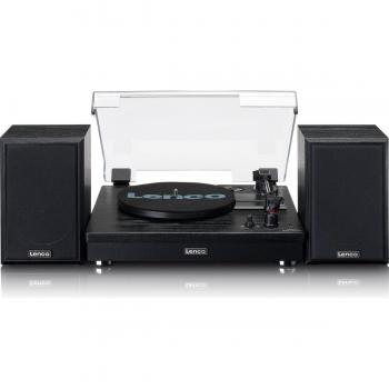 Lenco LS-101BK - Tocadiscos de tracción por correa con Bluetooth y altavoces separados, color negro