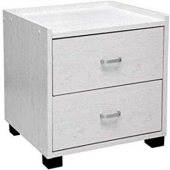 Comodino Blanco de Madera con 2 Cajones 43 x 40 x 44 cm