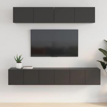Set de muebles para TV 5 piezas madera contrachapada negro 80x30x30 cm