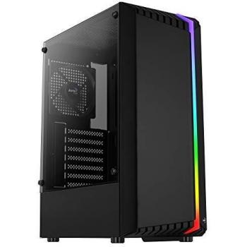 Aerocool BIONICV1BK Negro, Caja Gaming RGB ATX, Cristal Templado+Ventilador 12cm