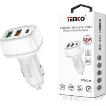 Cargador de Coche 3 en 1 PD+QC 38W Voltistar