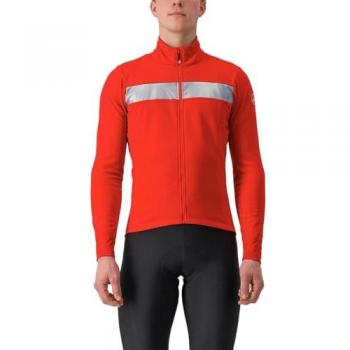 Chaqueta Castelli Raddoppia 3 GORE-TEX INFINIUM™ roja brillante y plata - Talla S