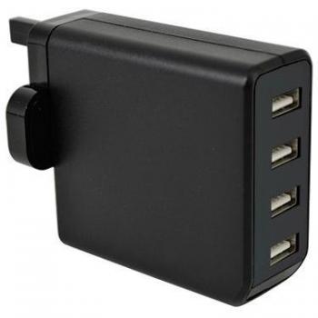 POW4 - QUAD 4 Puertos Cargador USB 2400mA externa portátil para cámaras/SMARTPHONES/E-READERS LED indicador de alimentación