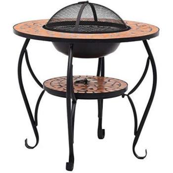 vidaXL Mosaic Fire Pit Table - Terracotta, 68 cm, Ceramic