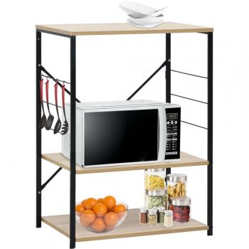 vidaXL Microwave Cabinet Black and Oak 60x39.6x79.5 cm Engineered Wood