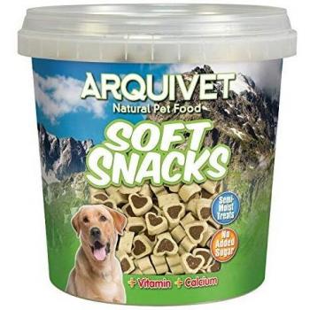ARQUIVET Soft Snacks para perro Corazones de cordero y arroz 800 gr - Aperitivos para perro en forma de corazón - Chuches, recompensas, golosinas, premios, chucherías caninas - Alimento complementario