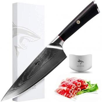 MAD SHARK Cuchillo de Chef Damasco- Cuchillos de Cocina Pro Cuchillo de Chef de 8 Pulgadas, Mango Ergonómico de la Mejor Calidad, Navaja Afilada, la Mejor Opción para Cocina Casera y Restaurante
