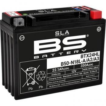 Batería AGM BS Battery BTX24HL - SLA libre de mantenimiento activada de fábrica, tipo: Batería de motocicleta, capacidad 24Ah, voltaje 12V, dimensiones 175 x 87 x 155 mm