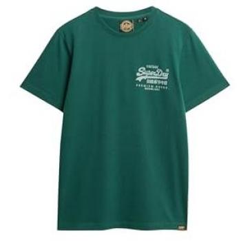Camiseta de Hombre Superdry Vintage Heritage Verde con Logotipo, Algodón, Manga Corta, Talla XXL