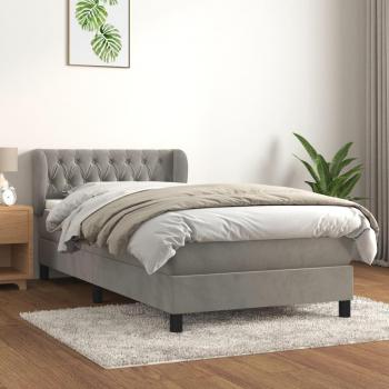 Cama box spring con colchón de muelles gris claro 90x200 cm Terciopelo