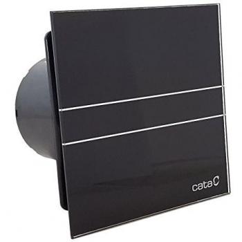 Cata | Extractor baño | Modelo E-100 G BK | Extractor de baño Serie Estandar | Funciona con el Interruptor de la Luz | Extractor de baño silencioso | Color Cristal negro