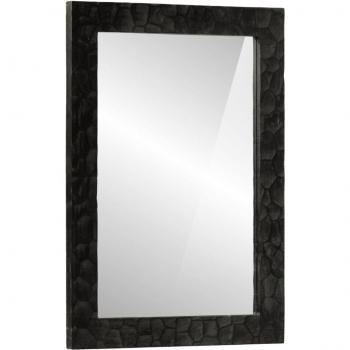 Espejo de Baño Decoración de Pared Madera Maciza de Acacia y Vidrio Color Marrón Claro, Negro, Marrón - 50x70x2,5 cm