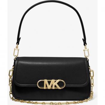 Michael Kors Parker Medium Convertible Leather Shoulder Bag with Interchangeable Chain Handle - Black