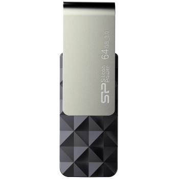 Silicon Power Blaze B30 - Memoria USB para Windows / Mac 64GB giratorio USB 3.0, color negro