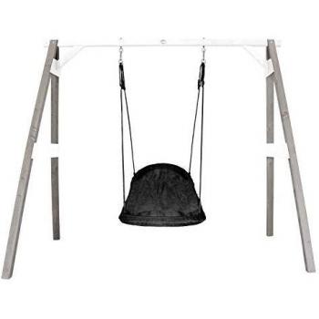 Columpio Nido Roxy con Estructura de Madera Gris y Blanco para Jardín 160x254x207 cm