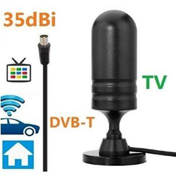 Antena TV Terrestre DVB-T Amplificada 36 dBi para Interior y Exterior de Auto y Camper