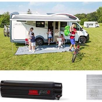 Toldo Fiamma F45 S 300 cm, Placa Royal Grey, Caja Negra, Extensión 2.5 m