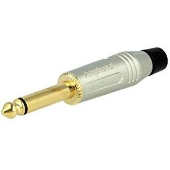 Amphenol 6.35 mm Mono Audio Jack Connector - Silver, 2 Poles
