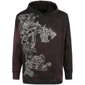Outer Vision Dragon Tattoo Sudadera con Capucha Burdeos Mezclado L