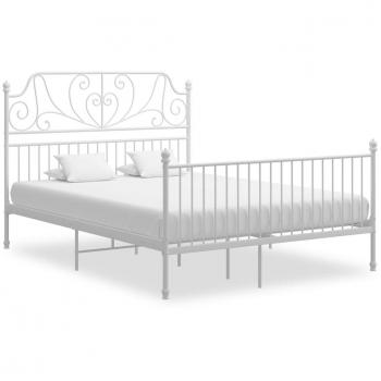 Cama de metal blanca 140x200 cm con estructura Blinder