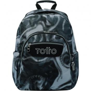 Mochila Escolar Totto Acuareles España con Adaptador para Carro en Color Negro