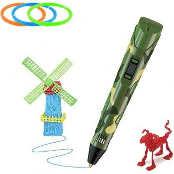 DAM Printer Pen 3D - Alta temperatura (hasta 220 grados), incluye 3 rollos de filamento PLA de 3 metros, medidas: 4x3x19 cm