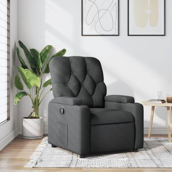 Sillón reclinable de tela gris oscuro Vidaxl con estructura robusta, tapizado en tela suave, mecanismo de reclinación fácil, patas de madera duraderas y diseño moderno