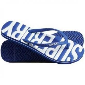 Chanclas veganas Superdry para mujer con logotipo Vintage Logo azul marino y blanco, talla S