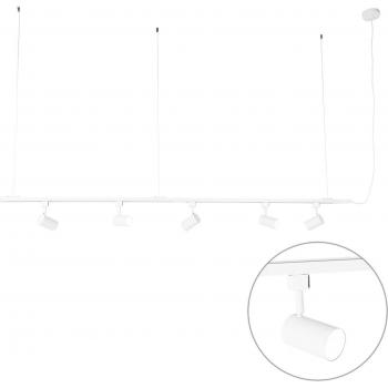 Sistema de Carril Blanco Colgante 5 Focos Blanco 1 Fases - Jeana Iconic, moderno, acero alargada, adecuado para LED, dimensiones 193 x 9.5 x 200 cm, potencia máxima de