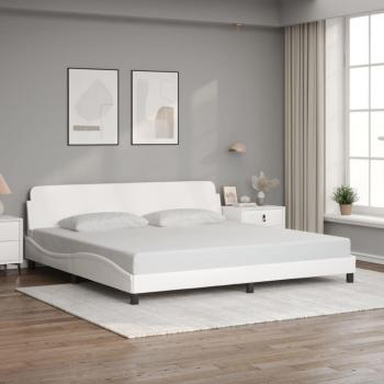 Estructura de cama con cabecero de cuero sintético blanco 200x200 cm