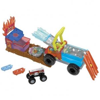 Hot Wheels Monster Trucks Arena World Color Shifter 5 Alarm Fire Truck Toy Car Track Set, Ages 3+ (Mattel HPN73)