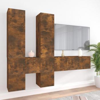 Set de Muebles para TV 7 Piezas Madera Contrachapada Roble Ahumado