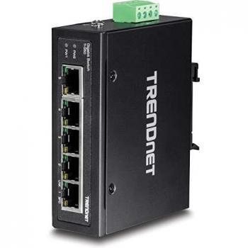 TRENDnet 5-Port Hardened Industrial Gigabit DIN-Rail Switch, TI-G50, 10 Gbps Switching Capacity, IP30 Rated Gigabit Network Switch