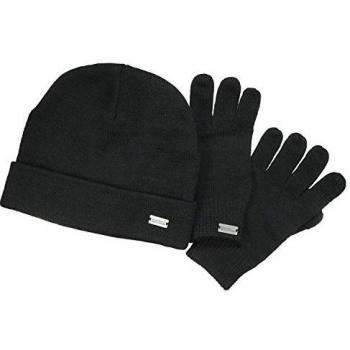 Regatta Mens Woodman Warm Beanie Hat & Wool Winter Gloves Set Black