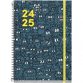 Miquelrius Agenda Escolar Plus 2024-2025 Doodle 150x213 S/V, semana vista, en castellano e inglés