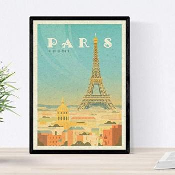 Lámina Vintage de París 2 - Póster Colorido Sin Marco Tamaño A4