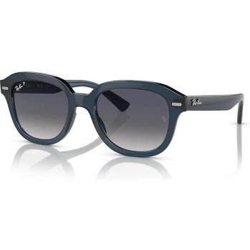 Ray-Ban RB4398 Erik Polarized Sunglasses, Color 667678, Unisex Square Design, Blue Frame, Size 53