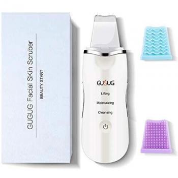 Skin Scrubber, Limpiador Ultrasónico Facial, 3 en 1 Dispositivo de Exfoliación para Limpieza Profunda y Cuidado la Piel, Eliminación de la Espinilla, USB Recargable