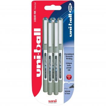 Bolígrafos UB-157 Eye Fine, tinta Uni Super Ink azul, punta de 0,7 mm. Paquete de 5 unidades