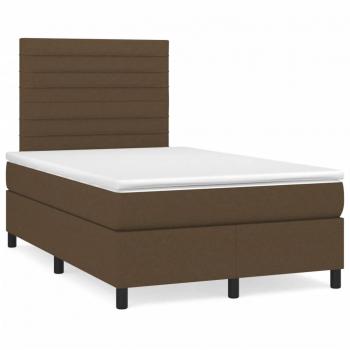 Cama box spring suave con colchón marrón oscuro 120x190 cm Tela
